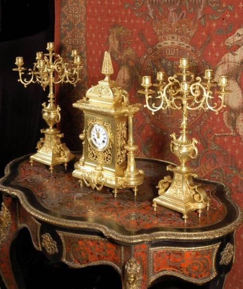 fig 2. **** SOLD **** Japy Freres Antique French Clock Set - Superb Quality